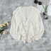 women s  v-neck  single-breasted ruffle stitching knitted sweater nihaostyles wholesale clothing NSSI79461