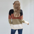 autumn and winter women s v-neck striped stitching single-breasted knitted sweater top nihaostyles wholesale clothing NSSI79467