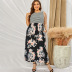 plus size summer women s round neck print high waist sleeveless long floral dress nihaostyles wholesale clothing NSSI79481