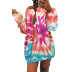 autumn and winter women s tie-dye round neck long-sleeved loose sweatershirt dress nihaostyles wholesale clothing NSSI79484