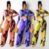 women s long-sleeved top with bell bottoms digital printing two-piece suit nihaostyles clothing wholesale NSOSD79488