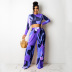 women s long-sleeved top with bell bottoms digital printing two-piece suit nihaostyles clothing wholesale NSOSD79488
