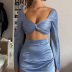 women s solid color strappy cropped top with skirt suit nihaostyles clothing wholesale NSLJ79498