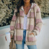 women s plaid print hooded lamb wool jacket nihaostyles clothing wholesale NSSI79512