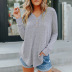 women s solid color v-neck buttoned long-sleeved top nihaostyles clothing wholesale NSSI79523