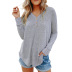 women s solid color v-neck buttoned long-sleeved top nihaostyles clothing wholesale NSSI79523