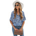 women s short-sleeved loose chiffon short-sleeved printing shirt nihaostyles clothing wholesale NSSI79524