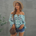 women s off-shoulder printed lantern chiffon shirt nihaostyles clothing wholesale NSSI79525