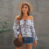 women s off-shoulder printed lantern chiffon shirt nihaostyles clothing wholesale NSSI79525