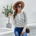 women s striped stitching lace long-sleeved breasted top nihaostyles clothing wholesale NSSI79535