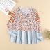 women s stitching trumpet sleeve v-neck floral chiffon top nihaostyles clothing wholesale NSSI79545