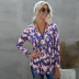women s long-sleeved leopard print pleated v-neck t-shirt nihaostyles clothing wholesale NSSI79547