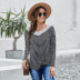 women s long-sleeved lace stitching twisted striped T-shirt nihaostyles clothing wholesale NSSI79549