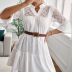 women s lace hollow stitching ruffled v-neck dress nihaostyles clothing wholesale NSSI79555