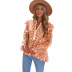 women s ruffle stitching lace v-neck lantern sleeve floral chiffon shirt nihaostyles clothing wholesale NSSI79556