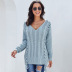 women s twisted flower solid color v-neck sweater nihaostyles clothing wholesale NSSI79564