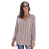 women s twisted flower solid color v-neck sweater nihaostyles clothing wholesale NSSI79564