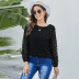 women s Wave Dot Jacquard Lantern Sleeve Chiffon Shirt nihaostyles clothing wholesale NSSI79567