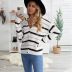 women s striped breasted v-neck knitted cardigan nihaostyles clothing wholesale NSSI79569