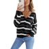 women s striped breasted v-neck knitted cardigan nihaostyles clothing wholesale NSSI79569