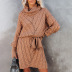women s solid color turtleneck mid-length knit dress nihaostyles clothing wholesale NSSI79583