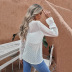 women s solid color jacquard v-neck chiffon shirt nihaostyles clothing wholesale NSSI79584