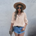 women s solid color lace edge stitching lantern sleeve shirt nihaostyles clothing wholesale NSSI79587