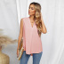 women s solid color v-neck sleeveless chiffon T-shirt nihaostyles clothing wholesale NSSI79586