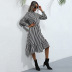women s mid - length vertical stripe high collar dress nihaostyles wholesale clothing NSDMB79589