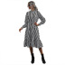 women s mid - length vertical stripe high collar dress nihaostyles wholesale clothing NSDMB79589