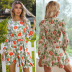 women s round neck flower print  long-sleeved belted ruffle dress nihaostyles wholesale clothing NSDMB79594