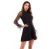women s long-sleeved net yarn stitching slimming knitted A-line dress nihaostyles wholesale clothing NSDMB79596