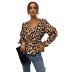 women s v-neck hollow long-sleeved leopard print pullover shirt nihaostyles wholesale clothing NSDMB79600