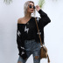 V-Neck Loose Long Sleeve Knitted Sweater NSDMB79603