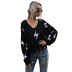 V-Neck Loose Long Sleeve Knitted Sweater NSDMB79603