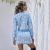 Houndstooth Long-Sleeved V-Neck Sweater Skirt 2 Piece Set NSDMB79617