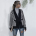 women s houndstooth v-neck knitted  long-sleeved sweater cardigan nihaostyles wholesale clothing NSDMB79618