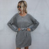 women s pure color loose lace-up long sweater dress nihaostyles wholesale clothing NSDMB79622