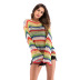 women s thin rainbow striped hollow casual sweater nihaostyles wholesale clothing NSDMB79625