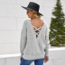 women s round neck halter solid color knitted sweater nihaostyles wholesale clothing NSSI79636