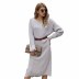 autumn and winter women s solid color back v-neck long knitted sweater dress nihaostyles wholesale clothing NSSI79637