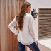 women s summer jacquard lace v-neck lantern sleeve chiffon shirt nihaostyles wholesale clothing NSSI79638