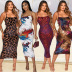 women s halter strap print dress nihaostyles clothing wholesale NSOSD79649