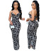 women s V-neck digital printing suspender dress nihaostyles clothing wholesale NSOSD79657
