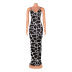 women s V-neck digital printing suspender dress nihaostyles clothing wholesale NSOSD79657