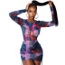 women s mesh long-sleeved printing dress nihaostyles clothing wholesale NSOSD79658