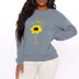 sunflower print round neck fleece sweatershirt nihaostyles wholesale clothing NSYAY80830