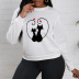 Black cat couple print round neck plus velvet sweatershirt nihaostyles wholesale clothing NSYAY80829