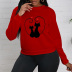 Black cat couple print round neck plus velvet sweatershirt nihaostyles wholesale clothing NSYAY80829