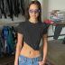 summer women s round neck slimming navel exposed T-shirt nihaostyles wholesale clothing NSXPF79681